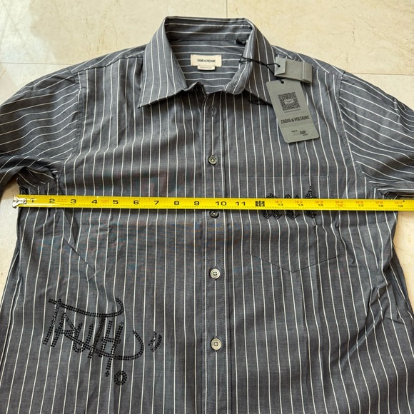 Zadig & Voltaire Taskiz Strass button up shirt embellished striped S - Picture 16 of 16